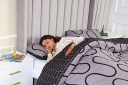 Ameha Print Duvet Cover Matching Pillowcase 3 Piece Set Black & Grey Wave Design King Size (230X220Cm) - thumbnail 9