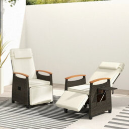 Outdoor Rattan Recliner Chair Wicker Reclining Lounge Chair - thumbnail 4