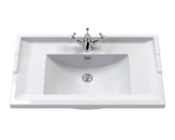 Nuie Classique 600mm Floor Standing 2 Door Vanity Unit With 3 Tap Hole Basin-Satin White - thumbnail 2