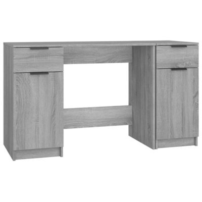 Berkfield Modern Desk With Side Cabinet Grey Sonoma Engineered Wood - image 1