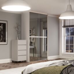Spacepro Minimalist Mirror Panelled Mirrored 2 Door Sliding Wardrobe Door Kit (H)2220mm (W)1504mm - thumbnail 3