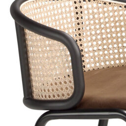 Angel Cerda Stylish Rattan And Brown Velvet Stool For Modern Interiors - thumbnail 4