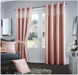 Gc Gaveno Cavailia Aviv Modern Style Lined Diamante Band Curtains 66X54 Cm Blush Pink Luxurious Sparkle Eyelet For Bedroom - thumbnail 1