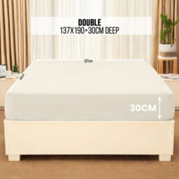 Aspire Homeware Cream Fitted Sheet-(30Cm) Deep Hotel Quality -Breathable Fitted Bed Sheets Double (L)190Cm X (W)137Cm - thumbnail 7