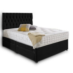 Dining Tables Beirut Matching Headboard Divan Set, 2 Drawer On Same Side With Sprung 1500 Comfort Mattress - Plush Black  - Double - thumbnail 4