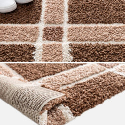 Sweeek - Indoor Rug With Brown And Pink Checkered Pattern 150X80 Cm - Miro - thumbnail 2