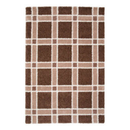 Sweeek - Indoor Rug With Brown And Pink Checkered Pattern 150X80 Cm - Miro - thumbnail 1