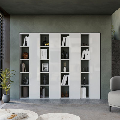 Decorotika Oslo Wall System Modern Built In Or Out  Bookcase High Gloss White - image 1