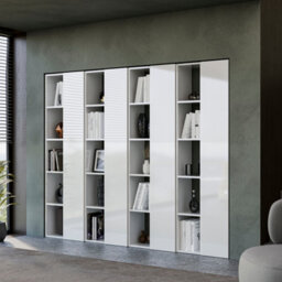 Decorotika Oslo Wall System Modern Built In Or Out  Bookcase High Gloss White - thumbnail 3