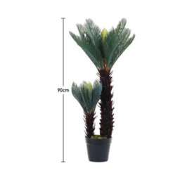 Living And Home 2 Trunk Artificial Cycas Tree House Plant Fake  Decorative Plant In Black Pot 90 Cm - thumbnail 5