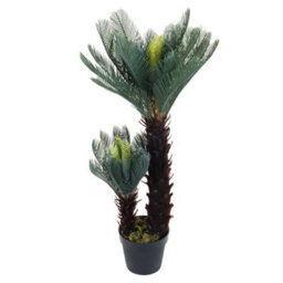 Living And Home 2 Trunk Artificial Cycas Tree House Plant Fake  Decorative Plant In Black Pot 90 Cm - thumbnail 2