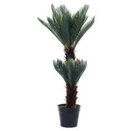 Living And Home 2 Trunk Artificial Cycas Tree House Plant Fake  Decorative Plant In Black Pot 90 Cm - thumbnail 3