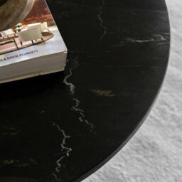 Xample Gallery Amalfi Black Marble Coffee Table Natural Marble, Solid Top & Base, Curved Edges, Fully Assembled Luxury Design - thumbnail 3