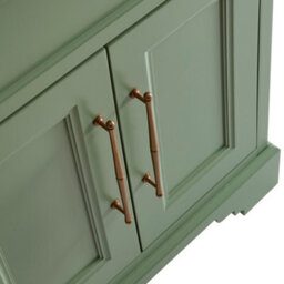 Homestylestore Pastel Green And Oak 645mm Bathroom Vanity Unit With Square Countertop Basin And Brushed Copper T Bar Handles - thumbnail 4