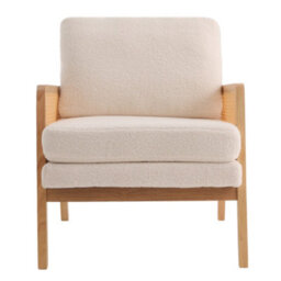 Darphe Modern Upholstered Accent Armchair With Rattan Sides - thumbnail 2