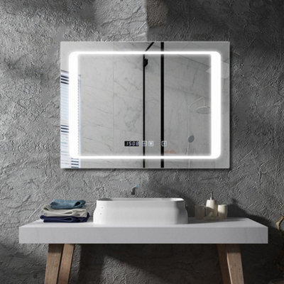 Ener-J Led Bathroom Mirror 800X600mm With Bluetooth Speaker, Anti-Fog Demister, Dimmable Touch Control & Ip44 Waterproof - image 1