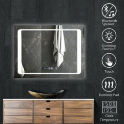 Ener-J Led Bathroom Mirror 800X600mm With Bluetooth Speaker, Anti-Fog Demister, Dimmable Touch Control & Ip44 Waterproof - thumbnail 2