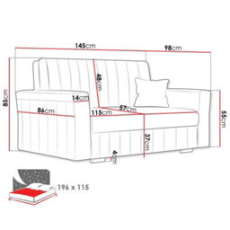 Viva Glam Ii 2 Seater Sofa Bed With Storage Modern Design Sinuous Springs Solid Wooden Legs Light Grey - thumbnail 5