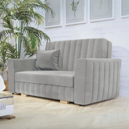Viva Glam Ii 2 Seater Sofa Bed With Storage Modern Design Sinuous Springs Solid Wooden Legs Light Grey - thumbnail 2