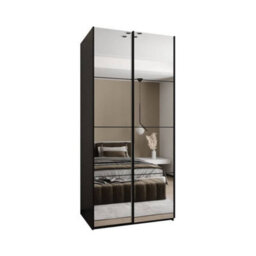 Arte Trosa Ii Black Mirrored Sliding Door Wardrobe W1000mm H2450mm D640mm With Black Steel Handles