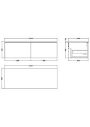 Balterley Stonnall Traditional Wall Hung 1 Drawer Vanity Unit With Laminate Worktop, 1200mm, Matt White - thumbnail 5