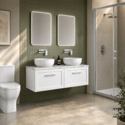 Balterley Stonnall Traditional Wall Hung 1 Drawer Vanity Unit With Laminate Worktop, 1200mm, Matt White - thumbnail 4