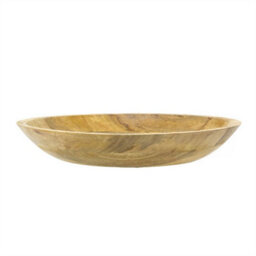 Natural Mango Wood Shallow Fruit Bowl  Large Rustic Wooden Serving Dish  37Cm - thumbnail 4