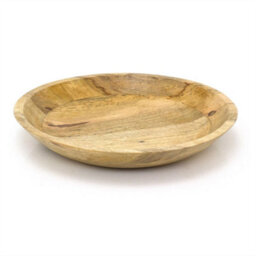 Natural Mango Wood Shallow Fruit Bowl  Large Rustic Wooden Serving Dish  37Cm