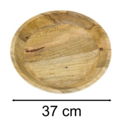 Natural Mango Wood Shallow Fruit Bowl  Large Rustic Wooden Serving Dish  37Cm - thumbnail 2