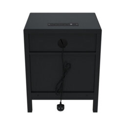 Living And Home Set Of 2 Black Bedside Tables With Charging Station & Drawers - thumbnail 4