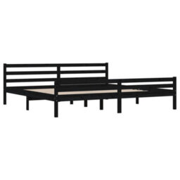Berkfield Bed Frame Black Solid Wood 200X200 Cm - thumbnail 4