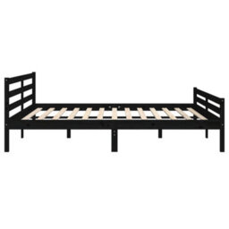 Berkfield Bed Frame Black Solid Wood 200X200 Cm - thumbnail 6