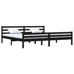Berkfield Bed Frame Black Solid Wood 200X200 Cm - thumbnail 3