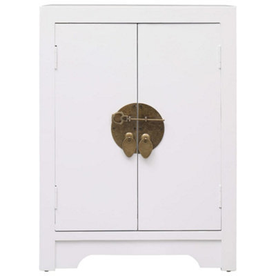 Berkfield Durable Bedside Cabinet White 38X28X52 Cm Paulownia Wood - image 1