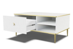 Arte Petra Coffee Table In White - Sleek Modern Design With Storage And Gold Metal Legs - W900mm X H430mm X D600mm - thumbnail 2