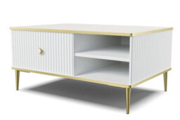 Arte Petra Coffee Table In White - Sleek Modern Design With Storage And Gold Metal Legs - W900mm X H430mm X D600mm - thumbnail 1