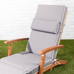 Alfresia Grey Steamer Deck Chair Garden Cushion With Luxury Thick Foam Filling - thumbnail 3