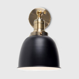 Valuelights Wilhelm Antique Gold Adjustable Knuckle Joint Wall Light With Gloss Black Dome Shade - thumbnail 3