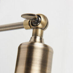 Valuelights Wilhelm Antique Gold Adjustable Knuckle Joint Wall Light With Gloss Black Dome Shade - thumbnail 6