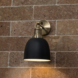 Valuelights Wilhelm Antique Gold Adjustable Knuckle Joint Wall Light With Gloss Black Dome Shade - thumbnail 5