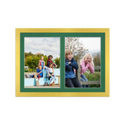 AK Frames 20X14 Gold Modern Multi Photo Frame With Emerald Mount - Holds 2 Apertures (2X) A4 Photos