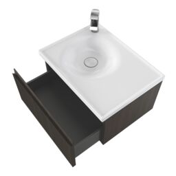 GoodHome Kentia Ribbed Effect Walnut Veneer Wall-Mounted Bathroom Cabinet (H) 300mm (W) 600mm - thumbnail 6