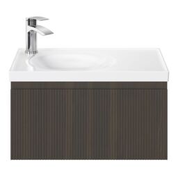 GoodHome Kentia Ribbed Effect Walnut Veneer Wall-Mounted Bathroom Cabinet (H) 300mm (W) 600mm - thumbnail 4