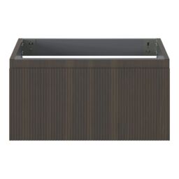 GoodHome Kentia Ribbed Effect Walnut Veneer Wall-Mounted Bathroom Cabinet (H) 300mm (W) 600mm - thumbnail 2