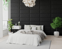 Aspire Easymount Wall Mounted Upholstered Panels, Modular Diy Headboard In Plush Velvet Fabric, Ebony (Pack Of 4) - thumbnail 1