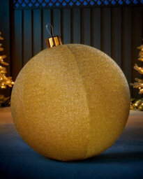 WeRChristmas Inflatable Tinsel Christmas Bauble, Gold, 76 Cm - thumbnail 2