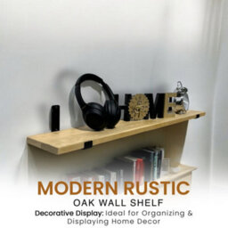 MKGT Oak Wall Shelf  Wall-Mounted, Rustic Kitchen Wooden Board With Down Brackets (40 Cm Long) - thumbnail 6
