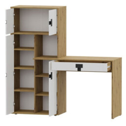 Index 11 Modern Office Desk Artisan Oak And Grey Gloss Workstation With Storage Cabinets And Stylish Handles - thumbnail 3