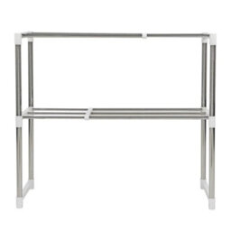 2 Tier Stainless Steel Microwave Stand Kitchen Organiser Shelf - thumbnail 4
