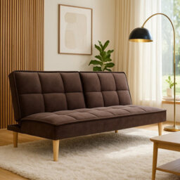 Mattress Guru Manhattan 3 Seater Velvet Sofa Bed Clic Clac Fold Down In Brown - thumbnail 1